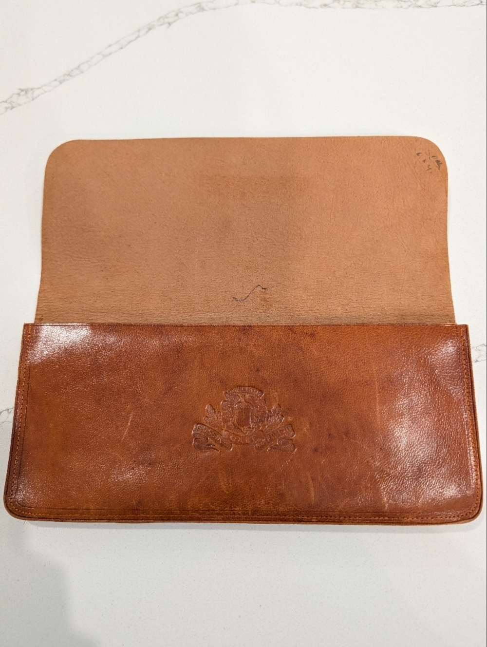 Vintage McClure Leather Document Holder Folio Wallet Brown Distressed Russia